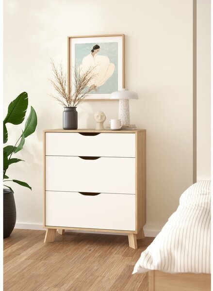 Biela/v prírodnej farbe komoda v dekore duba 79x92x40 cm Ikast – Tvilum