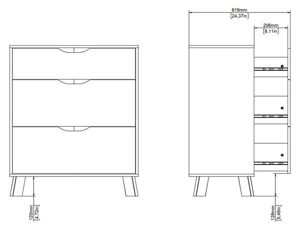 Biela/v prírodnej farbe komoda v dekore duba 79x92x40 cm Ikast – Tvilum