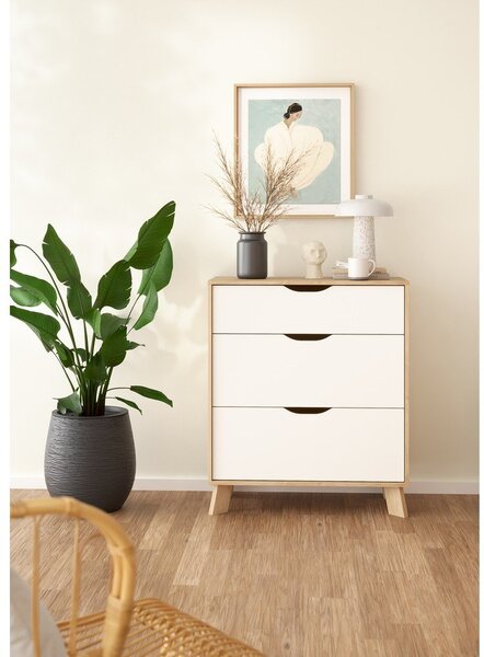 Biela/v prírodnej farbe komoda v dekore duba 79x92x40 cm Ikast – Tvilum