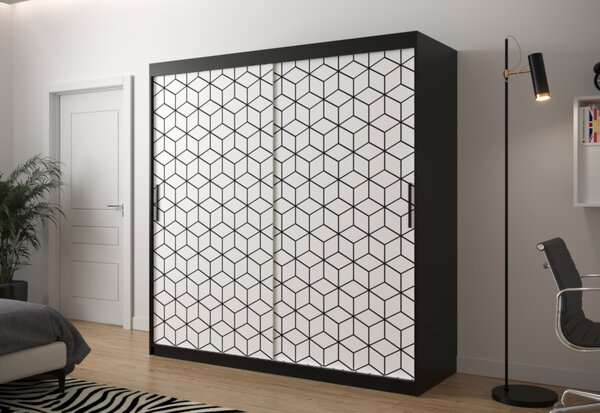 Šatníková skriňa PLASTER 1, 180x200x62,čierna/biela