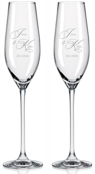 Svadobné poháre na sekt Monogram lásky 2 ks