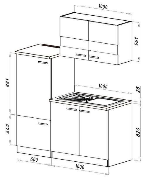 KUCHYNSKÝ BLOK 160 cm Respekta - Online Only kuchyne, Online Only