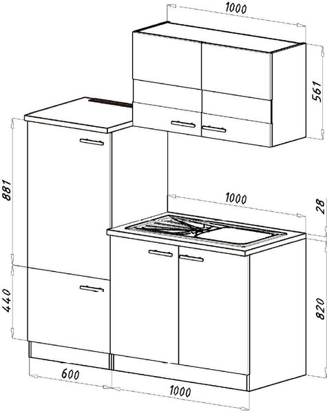 KUCHYNSKÝ BLOK 160 cm Respekta - Online Only kuchyne, Online Only