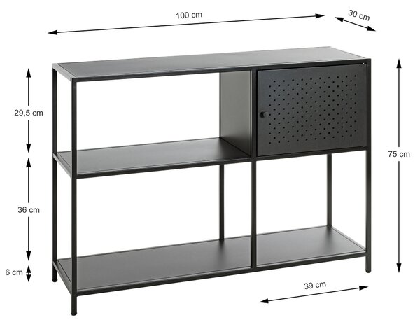 REGÁL, čierna, oceľ, 100/75/30 cm - Online Only drobný nábytok, Online Only