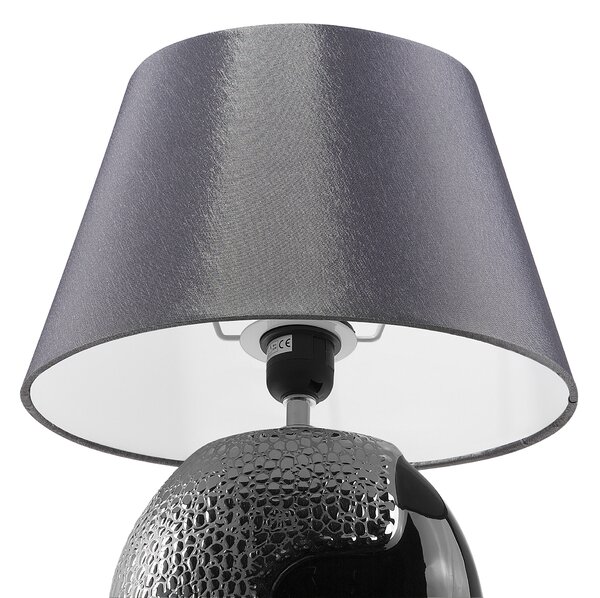 Stolná lampa čierna a strieborná keramická 42 cm látkové tienidlo klasický dizajn