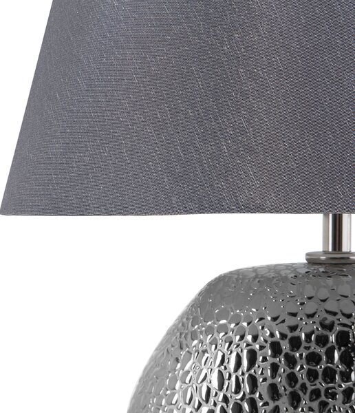 Stolná lampa čierna a strieborná keramická 42 cm látkové tienidlo klasický dizajn