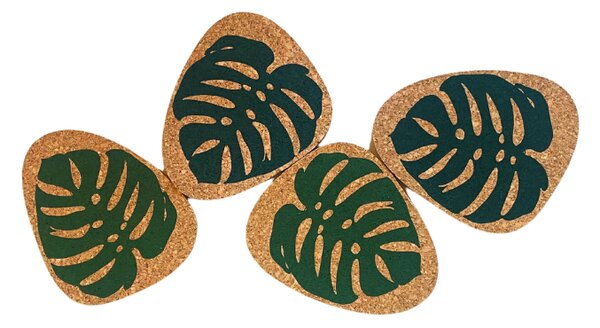 KORKII, Korková mini podložka MONSTERA 4 kusy, 050460