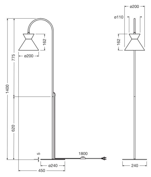 Osram - Stojacia lampa DECOR WAIST 1xE27/40W/230V čierna