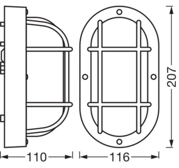 Osram - Vonkajšie nástenné svietidlo BULKHEAD 1xE27/10W/230V IP54 čierna