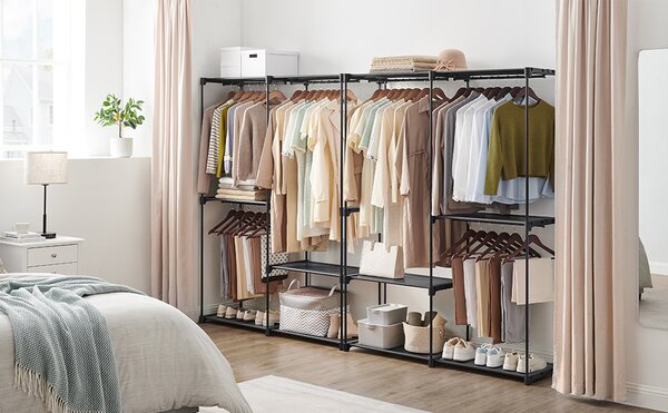 SONGMICS Otvorená šatníková skriňa Garment čierna
