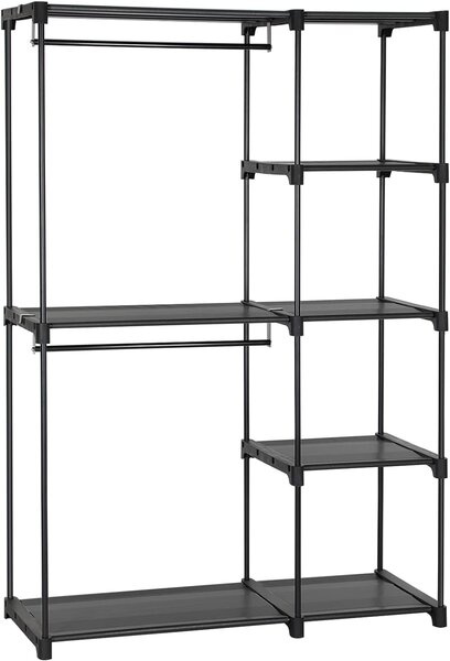 SONGMICS Otvorená šatníková skriňa PLUMB 112 cm čierna