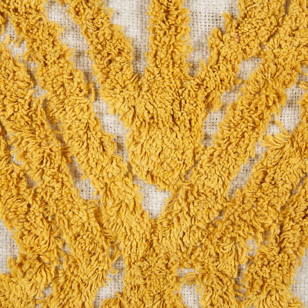 Sada 2 dekoratívnych vankúšov žltá bavlnená 45 x 45 cm s geometrickým vzorom vyšívaný snímateľný poťah s výplňou boho dizajn