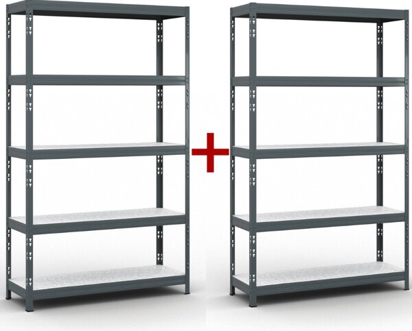 Policový regál 1+1 ZADARMO, 1966x1200x400 mm, nosnosť 280kg