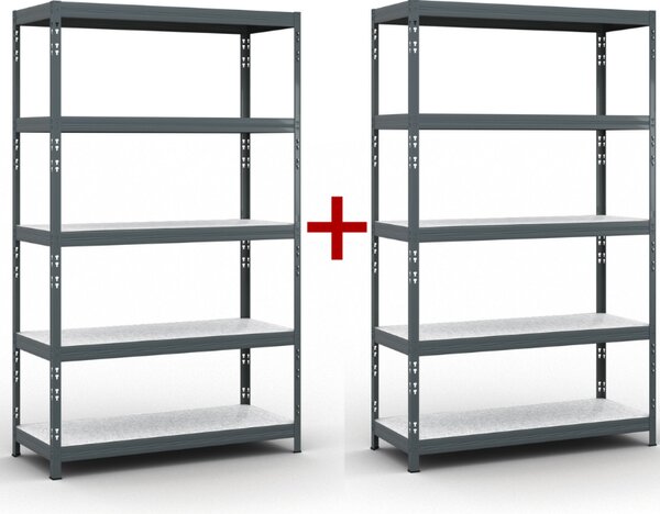 Policový regál 1+1 ZADARMO, 1966x1200x500 mm, nosnosť 280kg