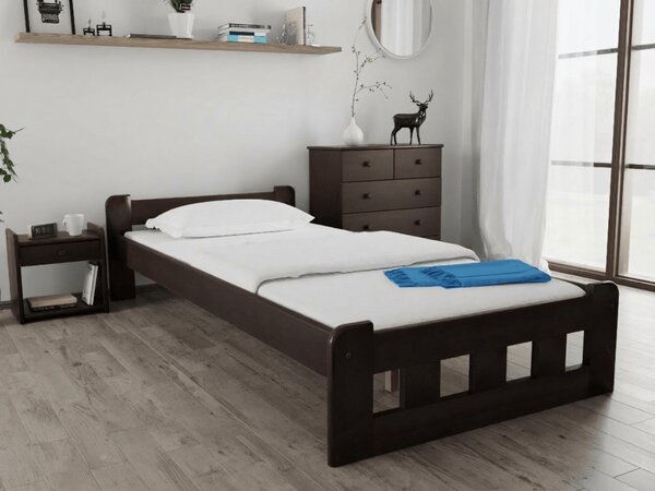 Posteľ Naomi zvýšená 90 x 200 cm, orech Rošt: S latkovým roštom, Matrac: Matrac DELUXE 10 cm