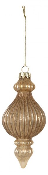 Zlatá sklenená vianočná ozdoba - Ø 7*14 cm - Clayre & Eef