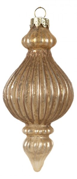 Zlatá sklenená vianočná ozdoba - Ø 7*14 cm - Clayre & Eef