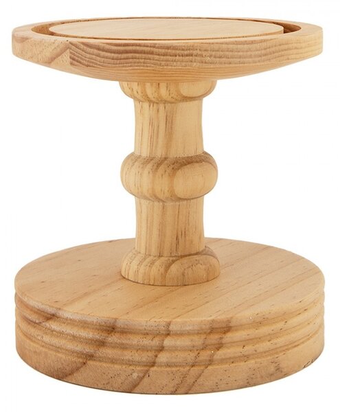 Prírodný drevený podnos so skleneným poklopom Ricco - Ø 17*40 cm - Clayre & Eef