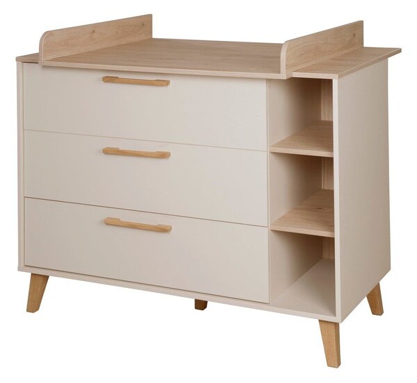 Krémová/v prírodnej farbe detská komoda v dekore duba s prebaľovacím pultom 117x103x78 cm Jil – Roba