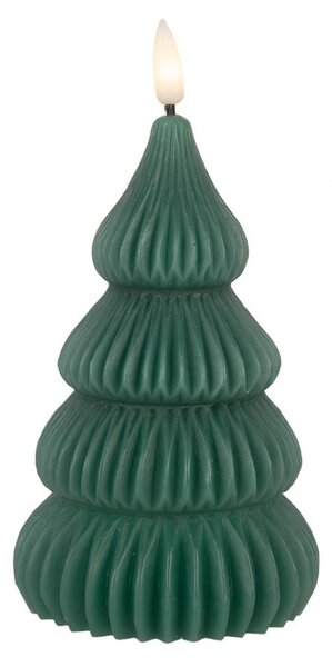 Zelená vianočná sviečka stromček Led Candle - Ø 8*17 cm / 2*AA - Clayre & Eef