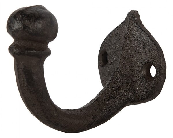 Hnedý liatinový nástenný háčik - 4*7*6 cm - Clayre & Eef