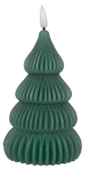 Zelená vianočná sviečka stromček Led Candle - Ø 8*17 cm / 2*AA - Clayre & Eef