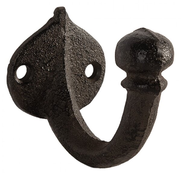 Hnedý liatinový nástenný háčik - 4*7*6 cm - Clayre & Eef