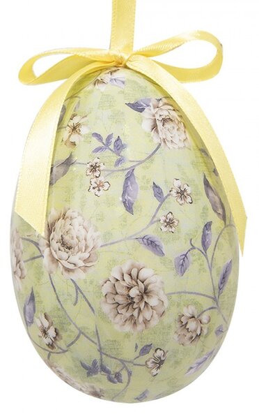 6ks dekorácie závesné vajíčko s kvetmi Spring Egg - Ø 7*10 cm - Clayre & Eef