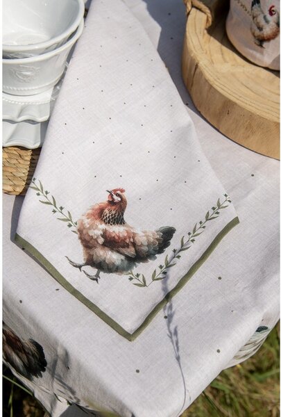 Béžová utierka so sliepočkami Barnyard Chicken - 50*70 cm - Clayre & Eef