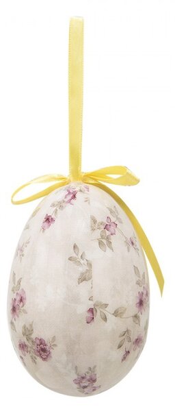 6ks dekorácie závesné vajíčko s kvetmi Spring Egg - Ø 7*10 cm - Clayre & Eef