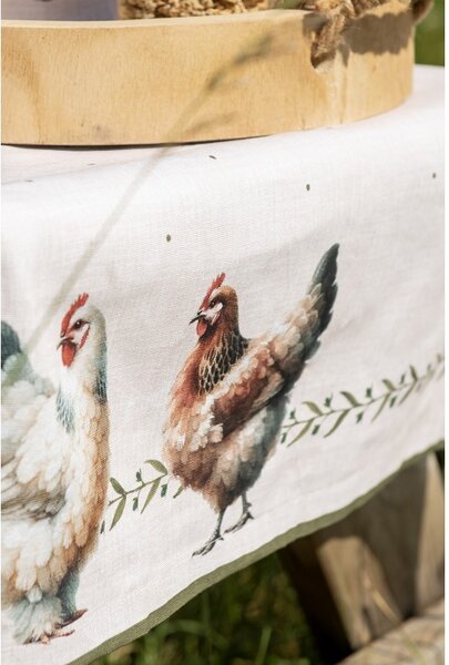 Béžový košík na pečivo so sliepočkami Barnyard Chicken - 35*35*8 cm - Clayre & Eef