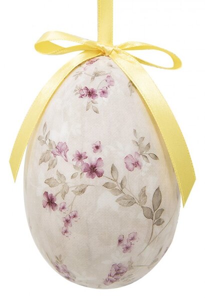 6ks dekorácie závesné vajíčko s kvetmi Spring Egg - Ø 7*10 cm - Clayre & Eef