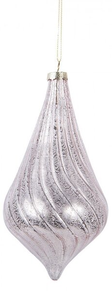 Ružová sklenená vianočná ozdoba banka - Ø 8*17 cm - Clayre & Eef