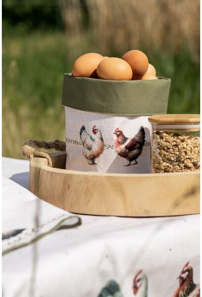 Béžový košík na pečivo so sliepočkami Barnyard Chicken - 35*35*8 cm - Clayre & Eef