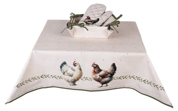 Béžová chňapka - podložka so sliepočkami Barnyard Chicken - 20*20 cm - Clayre & Eef