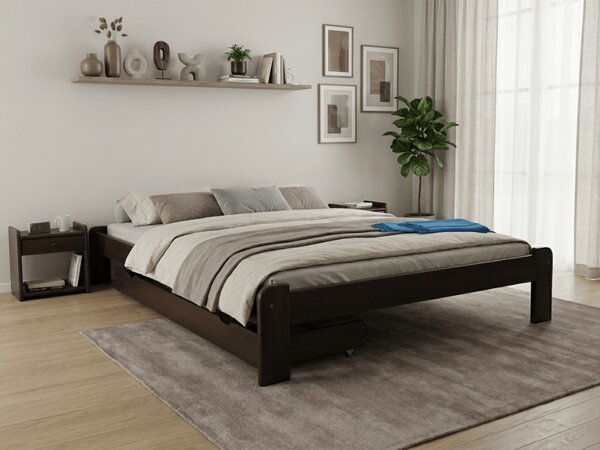 Posteľ Ada 140 x 200 cm, orech Rošt: S latkovým roštom, Matrac: Matrac DELUXE 10 cm