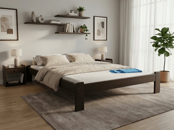 Posteľ Ada 140 x 200 cm, orech Rošt: S latkovým roštom, Matrac: Matrac DELUXE 10 cm