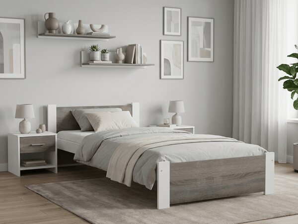Posteľ IKAROS 90 x 200 cm, biela/dub hľuzovka Rošt: Bez roštu, Matrac: Bez matraca
