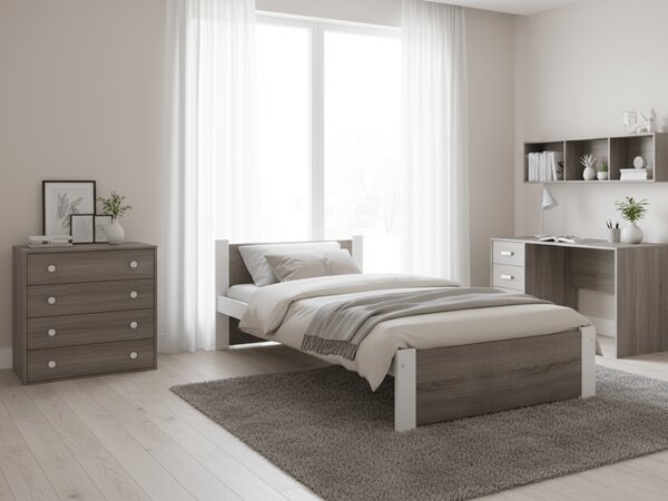 Posteľ IKAROS 90 x 200 cm, biela/dub hľuzovka Rošt: Bez roštu, Matrac: Bez matraca