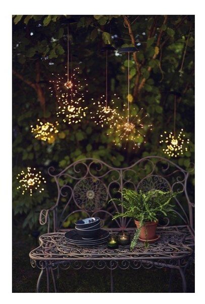 Vonkajšie solárne závesné LED svietidlo s bielymi diódami Star Trading Firework, výška 50 cm