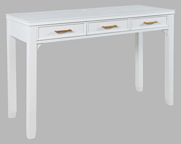 LivinHill Písací stôl Avola 122 cm s nabíjacou stanicou z masívu biely