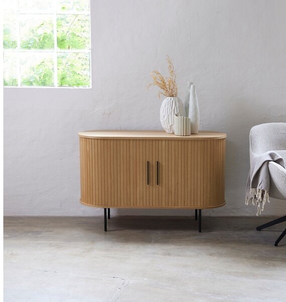 Komoda v dekore duba s posuvnými dverami v prírodnej farbe 120x76x45 cm Nola – Unique Furniture