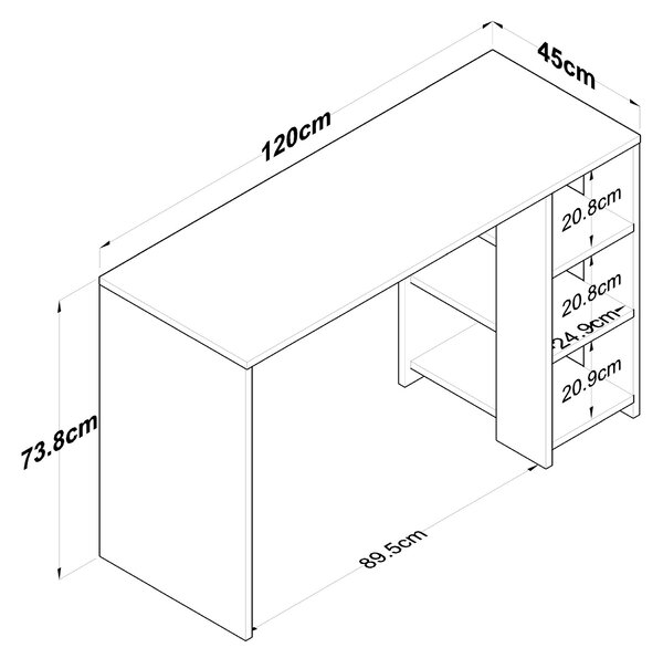 Kalune Design Písací stôl Brana 120 cm orech/antracit