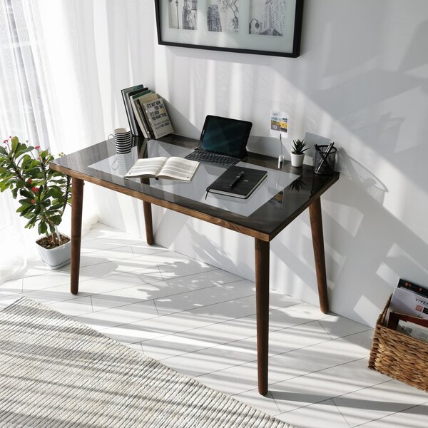 Kalune Design Písací stôl COZY z masívu orech/sklo
