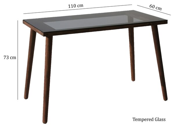 Kalune Design Písací stôl COZY z masívu orech/sklo