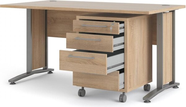 Tvilum Písací stôl Dôstojník 80400/35 150 cm s kontajnerom dub Sonoma/strieborný