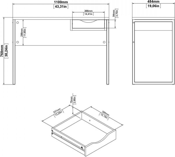 Tvilum Písací stôl Felixa 513 110 cm hickory Jackson/biely