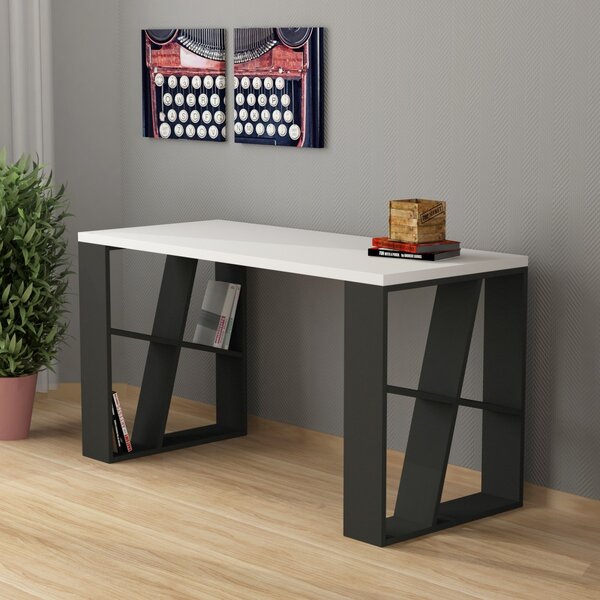 Kalune Design Písací stôl HONE antracit/biely