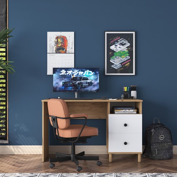 Kalune Design Písací stôl Hanis 120 cm orech/biely