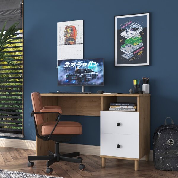 Kalune Design Písací stôl Hanis 120 cm orech/biely